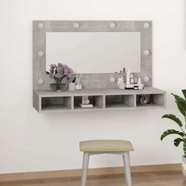 Badezimmerspiegel mit LED-Beleuchtung in Beton-Grau Mariusiana 90x31,5x62cm