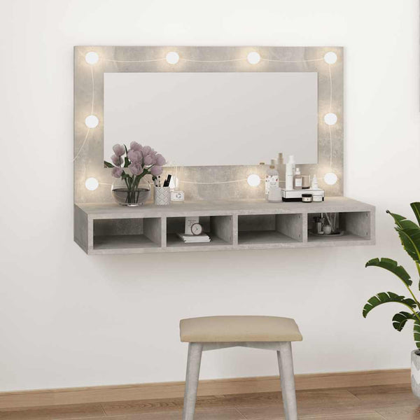 Badezimmerspiegel mit LED-Beleuchtung in Beton-Grau Mariusiana 90x31,5x62cm