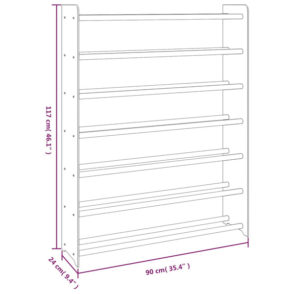 Brauner Schuhschrank Darian 90x24x117cm (Holz)
