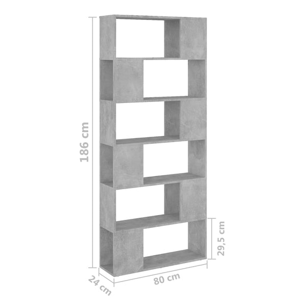 Betongraues Regal/Raumteiler Donald 80x24x186cm (Holz)