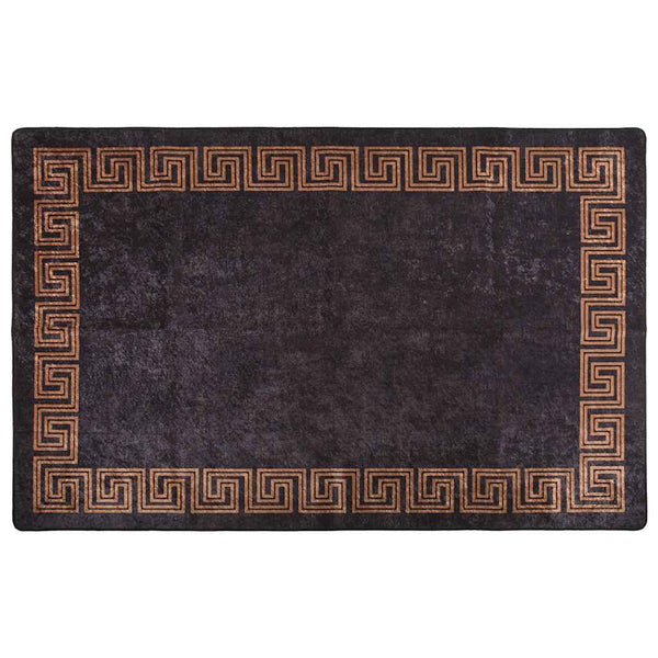 Waschbarer Ifte Teppich Schwarz und Gold 80x150cm (rutschfest)