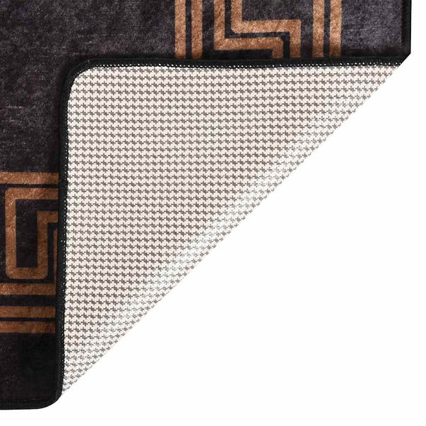 Waschbarer Ifte Teppich Schwarz und Gold 80x150cm (rutschfest)