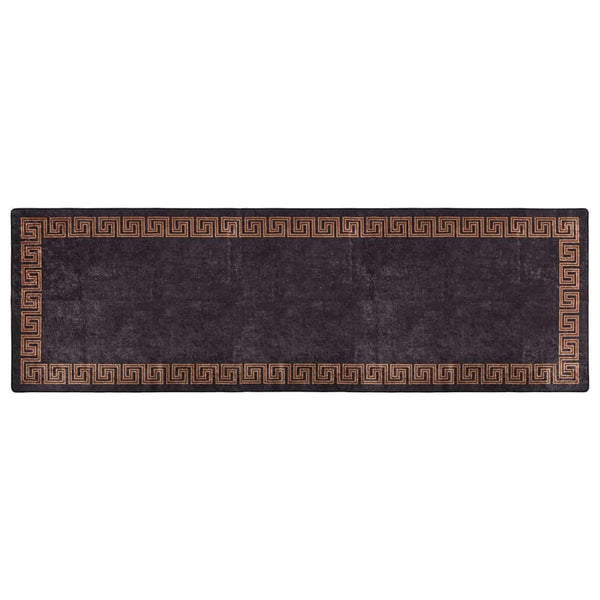 Schwarz-goldener Teppich waschbar Ifte 80x300cm (rutschfest)