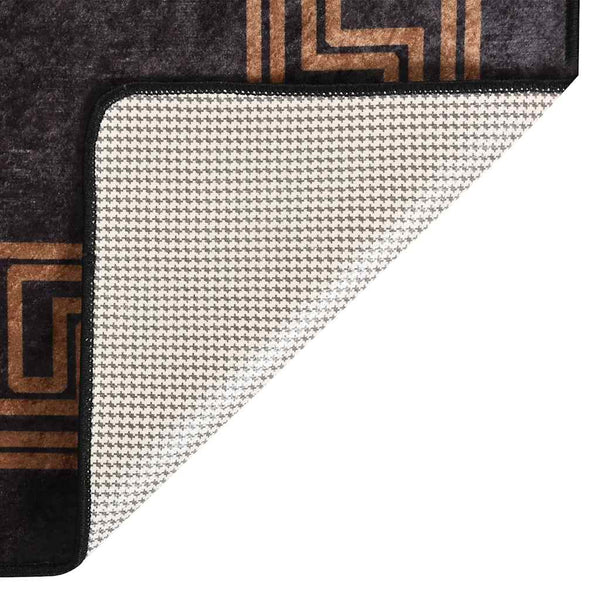 Schwarz-goldener Teppich waschbar Ifte 80x300cm (rutschfest)