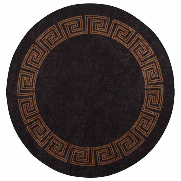 Schwarz-goldener Teppich waschbar Ifte φ120cm (rutschfest)