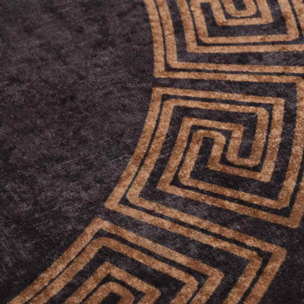 Schwarz-goldener Teppich waschbar Ifte φ120cm (rutschfest)
