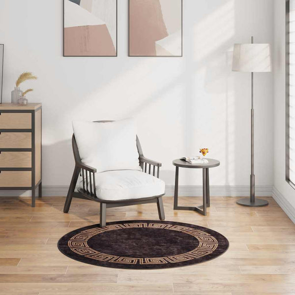 Schwarz-goldener Teppich waschbar Ifte φ120cm (rutschfest)