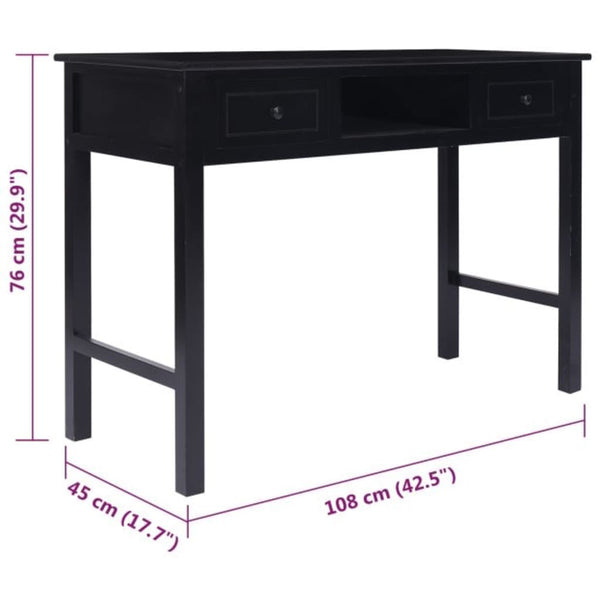 Schwarzer Schreibtisch Lichierca 108x45x76cm (Kaiserbaum)