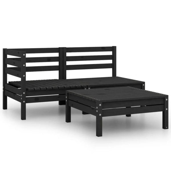 Schwarze Gartensitzgruppe Melean (3-teilig, Kiefer)