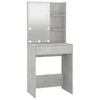 Betongrauer LED-Schminktisch mit Schrank Volter (Holz)