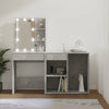 Betongrauer LED-Schminktisch mit Schrank Volter (Holz)