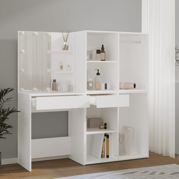 Weißer LED-Schminktisch mit zwei Schränken Radulei (Holz)