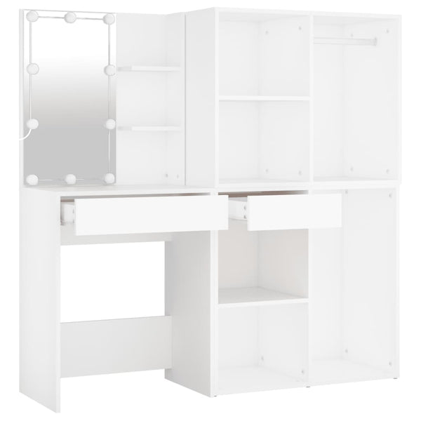 Weißer LED-Schminktisch mit zwei Schränken Radulei (Holz)