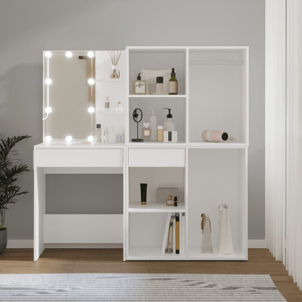 Weißer LED-Schminktisch mit zwei Schränken Radulei (Holz)