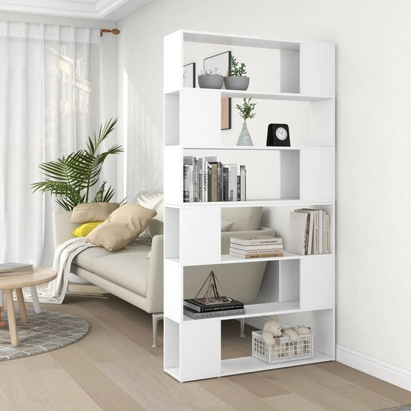 Weißes Bücherregal/Raumteiler Qayyum 100x24x188cm