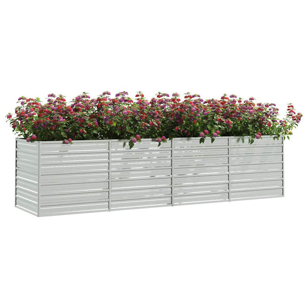 Erhöhtes silbernes Blumenbeet Petrini 320x80x77cm (verzinkter Stahl)