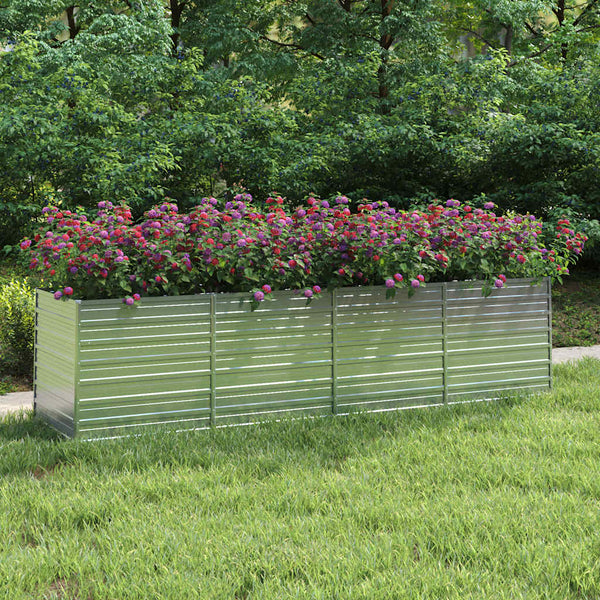 Erhöhtes silbernes Blumenbeet Petrini 320x80x77cm (verzinkter Stahl)