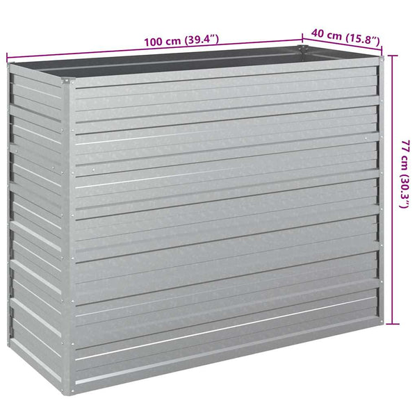 Silbernes Hochbeet Petrini 100x40x77cm (verzinkter Stahl)