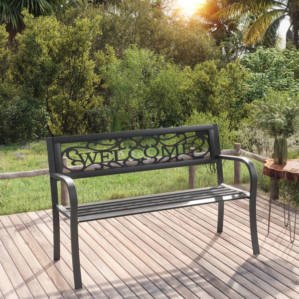 125 cm schwarze Stahlbank Cleave für den Garten