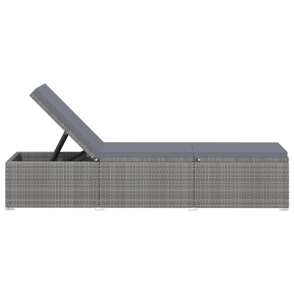Grauer Sonnenliege mit Auflage und Beistelltisch Zoran (Polyrattan)