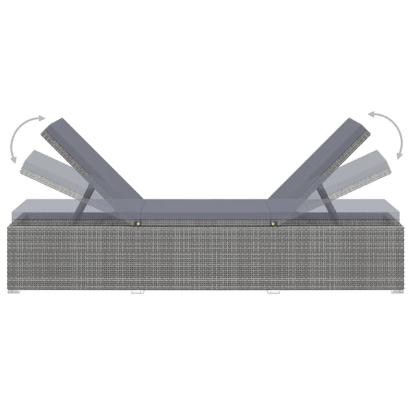 Grauer Sonnenliege mit Auflage und Beistelltisch Zoran (Polyrattan)