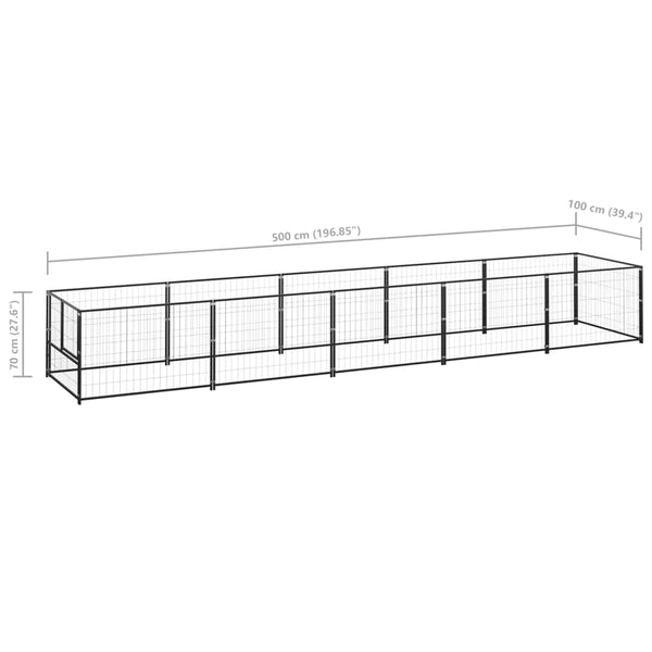 Schwarzer Hundekäfig Erik 5 m² (Stahl)
