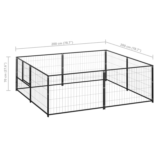 Schwarzer Hundezwinger Riveca 4 m² (Stahl)