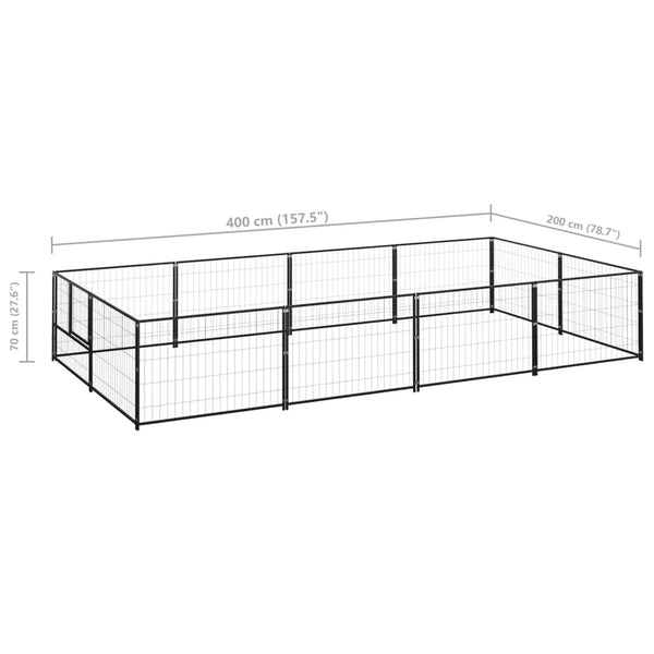 Schwarzer Hundezwinger Riveca 8 m² (Stahl)