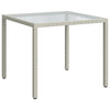 Weißer Gartentisch Teoharie 90x90x75cm (Gehärtetes Glas und Polyrattan)