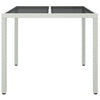 Weißer Gartentisch Teoharie 90x90x75cm (Gehärtetes Glas und Polyrattan)