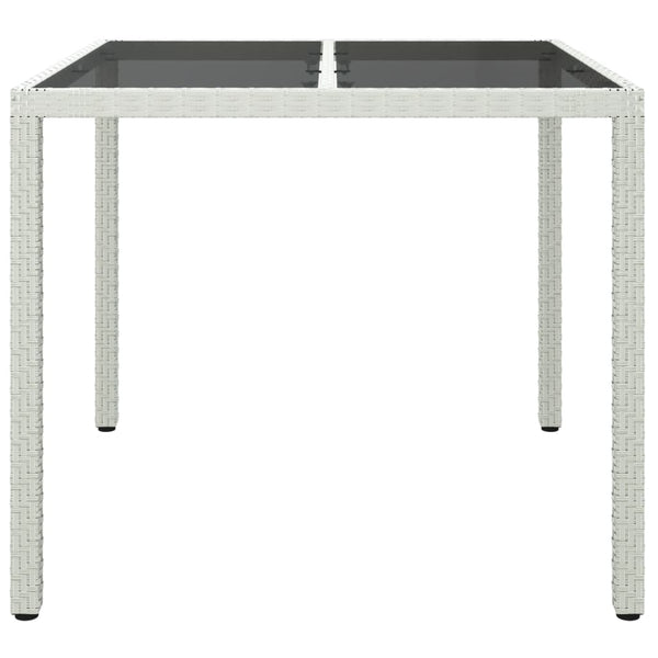 Weißer Gartentisch Teoharie 90x90x75cm (Gehärtetes Glas und Polyrattan)