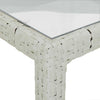 Weißer Gartentisch Teoharie 90x90x75cm (Gehärtetes Glas und Polyrattan)