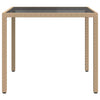 Beiger Gartentisch Teoharie 90x90x75cm (gehärtetes Glas und Polyrattan)
