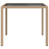 Beiger Gartentisch Teoharie 90x90x75cm (gehärtetes Glas und Polyrattan)