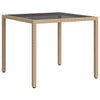Beiger Gartentisch Teoharie 90x90x75cm (gehärtetes Glas und Polyrattan)