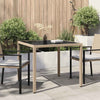 Beiger Gartentisch Teoharie 90x90x75cm (gehärtetes Glas und Polyrattan)