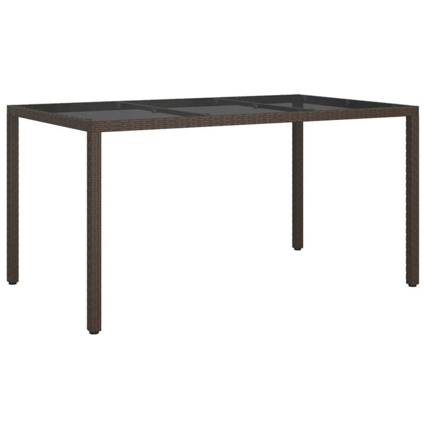 Brauner Gartentisch Teoharie 150x90x75cm (Gehärtetes Glas und Polyrattan)
