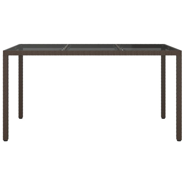 Brauner Gartentisch Teoharie 150x90x75cm (Gehärtetes Glas und Polyrattan)