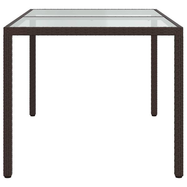 Brauner Gartentisch Teoharie 150x90x75cm (Gehärtetes Glas und Polyrattan)