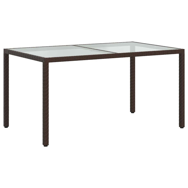 Brauner Gartentisch Teoharie 150x90x75cm (Gehärtetes Glas und Polyrattan)