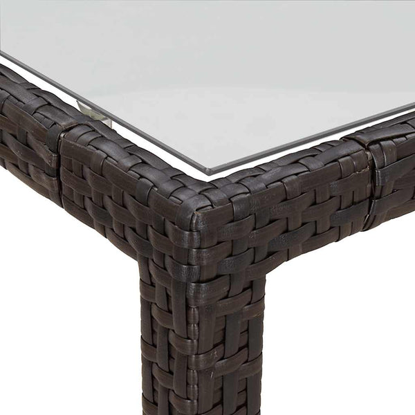 Brauner Gartentisch Teoharie 150x90x75cm (Gehärtetes Glas und Polyrattan)