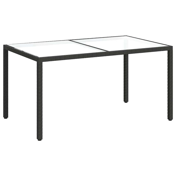 Musta puutarhapöytä Teoharie 150x90x75cm (karkaistu lasi ja polyrottinki)
