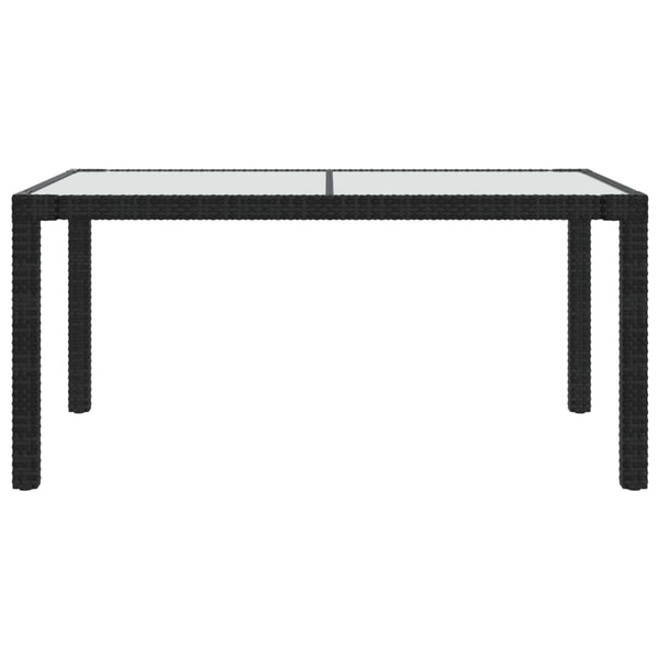 Musta puutarhapöytä Teoharie 150x90x75cm (karkaistu lasi ja polyrottinki)