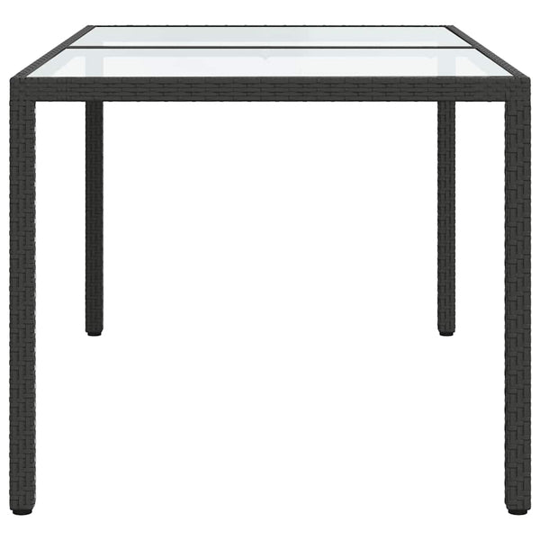 Musta puutarhapöytä Teoharie 150x90x75cm (karkaistu lasi ja polyrottinki)