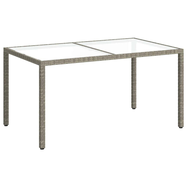 Gartentisch Teoharie grau 150x90x75cm (Gehärtetes Glas und Polyrattan)