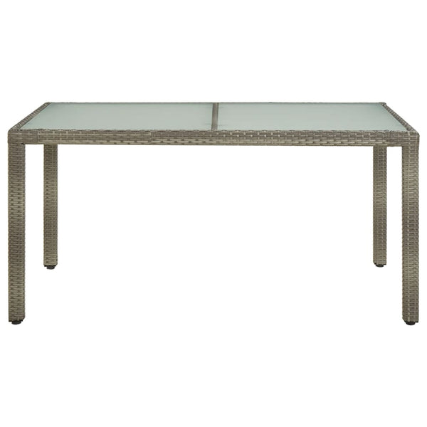 Gartentisch Teoharie grau 150x90x75cm (Gehärtetes Glas und Polyrattan)