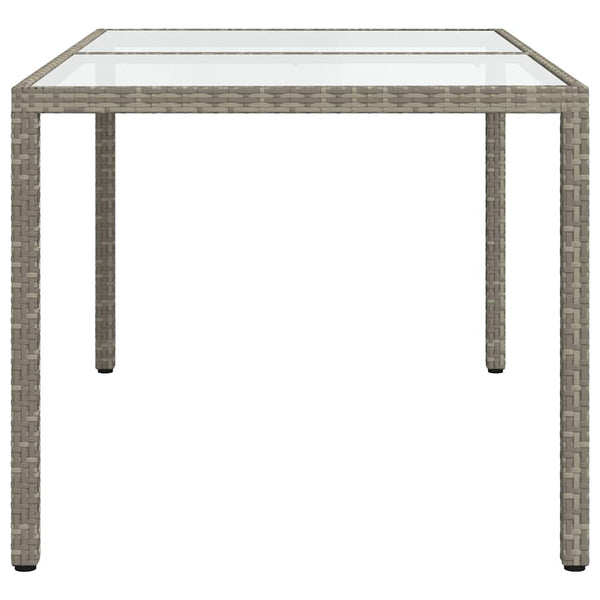 Gartentisch Teoharie grau 150x90x75cm (Gehärtetes Glas und Polyrattan)