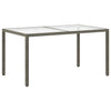 Gartentisch Teoharie grau 150x90x75cm (Gehärtetes Glas und Polyrattan)