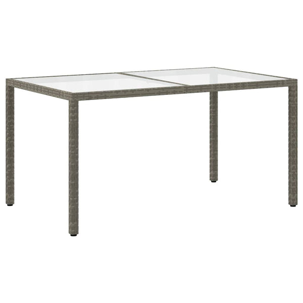 Gartentisch Teoharie grau 150x90x75cm (Gehärtetes Glas und Polyrattan)