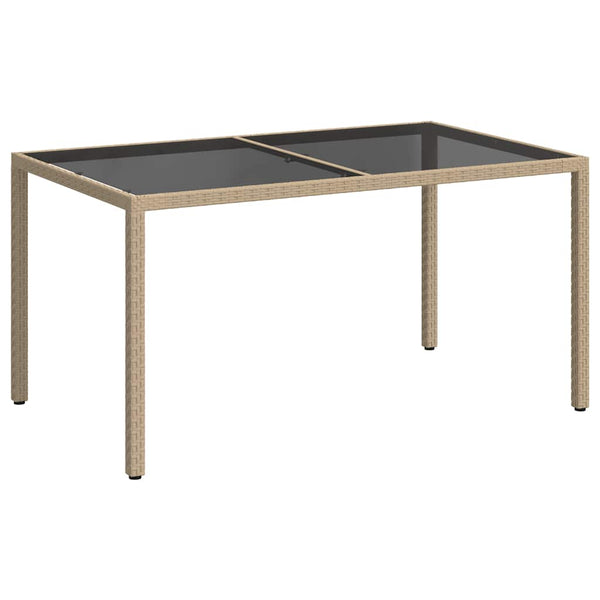 Beiger Gartentisch Teoharie 150x90x75cm (Gehärtetes Glas und Polyrattan)